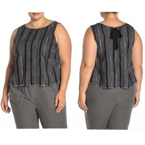 SUSINA Striped Tie Back Woven Tank Top Plus Size